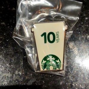 Starbucks 10 Year Anniversary Pin White/Green